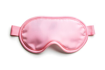 Pink sleeping mask, top view, isolated on white background