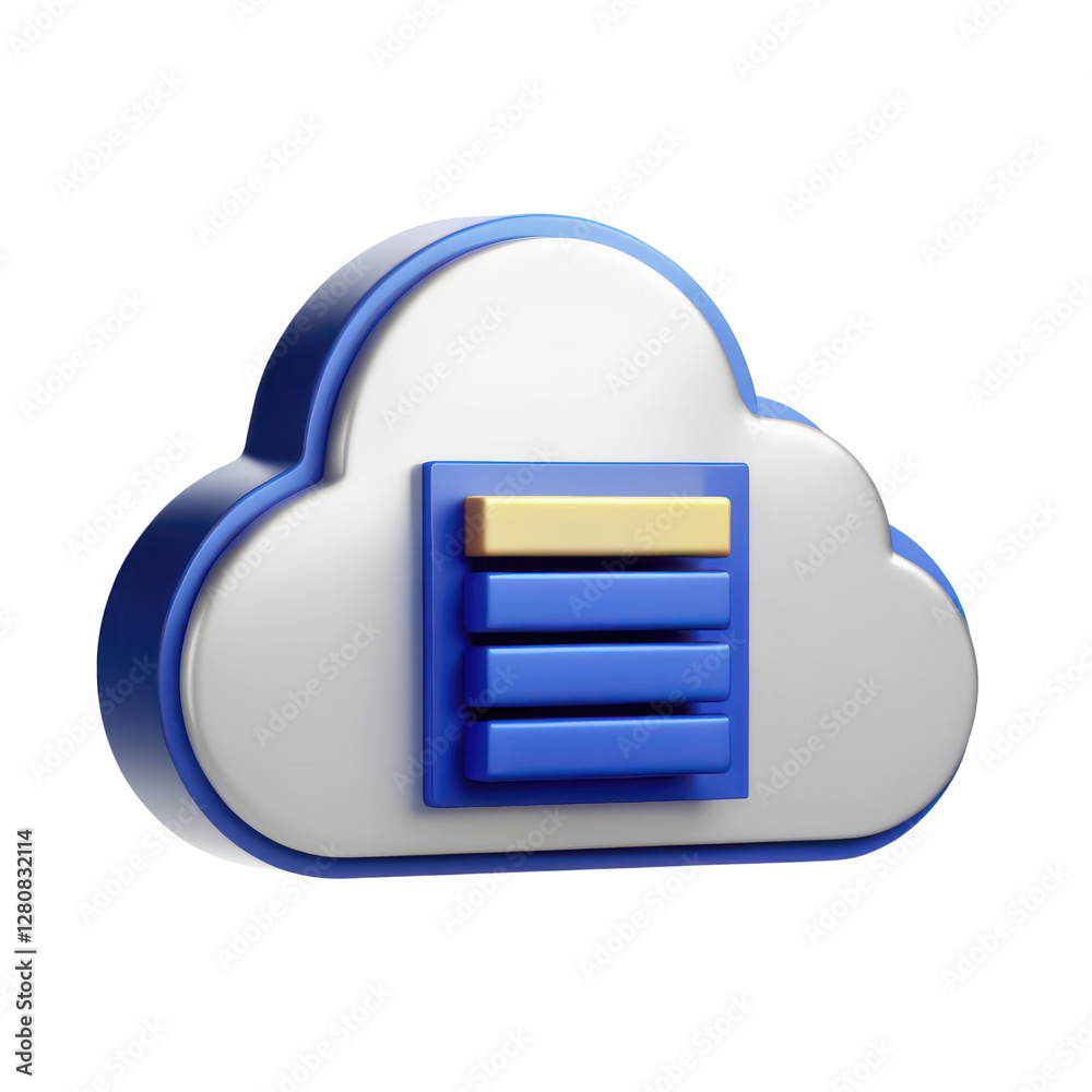 Poster 3d cloud icon with user interface elements for digital storage concepts