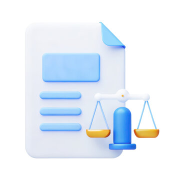 Legal Document with Scales of Justice and Blue Accent for Law Concept Illustration