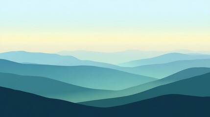 Serene Blue Mountain Range Under a Pale Sky