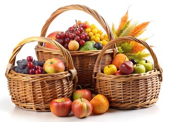 harvest baskets isolated on a white background