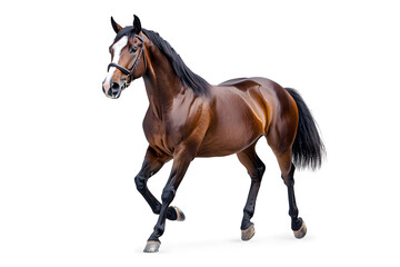 Obraz premium A black horse galloping isolated on white background