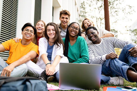 A Diverse Group of Students Happily Enjoying Their Time Together in the Great Outdoors