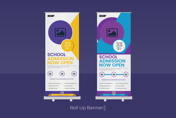 Modern Roll-Up Banner Design Editable Template for Education Institutions and Coaching Centers