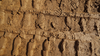 Construction Site: Excavator Tracks, Dirt, Texture, Background