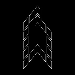 Outline logo design letter D. Suitable for t-shirts, companies, gamers, sports, construction, and so on. The outline logo is in the form of arrows. Logo Outline Style Arrows and Buildings.