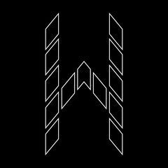 Outline logo design letter H. Suitable for t-shirts, companies, gamers, sports, construction, and so on. The outline logo is in the form of arrows. Logo Outline Style Arrows and Buildings.