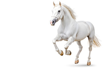Naklejka premium White horse galloping isolated on white background