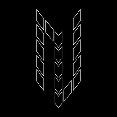 Outline logo design letter N. Suitable for t-shirts, companies, gamers, sports, construction, and so on. The outline logo is in the form of arrows. Logo Outline Style Arrows and Buildings.