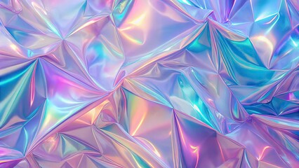 Abstract pastel background featuring a holographic texture in violet, pink, and mint hues.