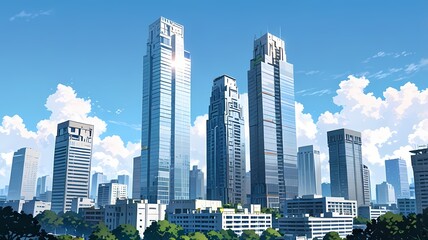 Obraz premium City High Rises in a Modern Skyline