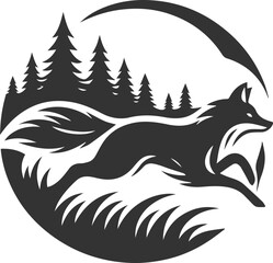 A fox running swiftly through the forest vector animal silhouette