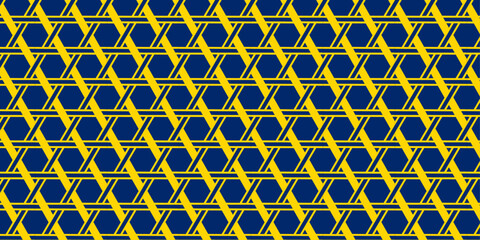 Interwoven Hexagonal Patterns in Gold and Navy
