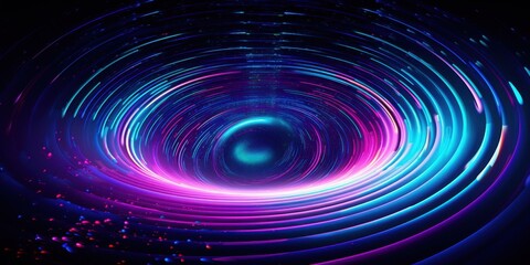 Abstract Swirling Neon Lights Cosmic Vortex  Digital Art Background Wallpaper