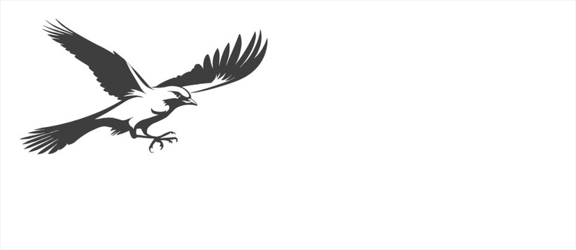 Flying American bird silouet in Monochrome Vector Art