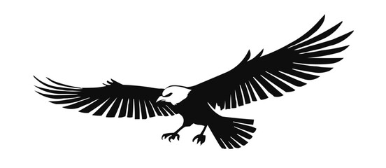 Flying American bird silouet in Monochrome Vector Art