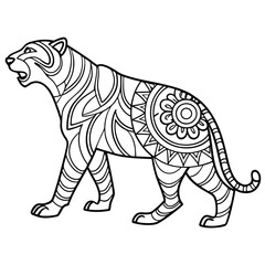 Tiger Zentangle Coloring Page: Detailed Animal Outline for Relaxation & Creative Art Therapy, Printable Design