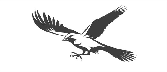 Flying American bird silouet in Monochrome Vector Art