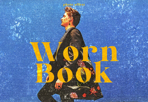 Worn Old Book Photo Effect Mockup
