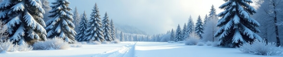 Naklejka premium A blanket of snow covering the winter forest landscape, snowy landscape, wintry scene