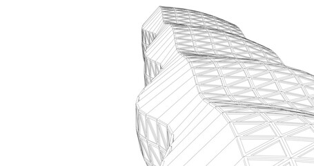 Futuristic Urban Wireframe – Geometric High-Rise Concepts © Yurii Andreichyn