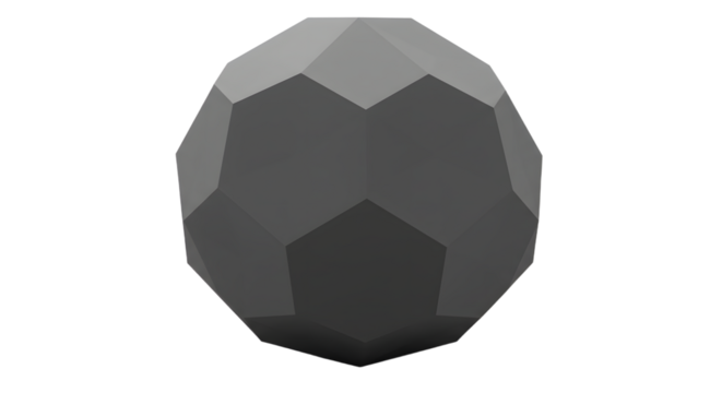 Geometric Icosahedron Shape on White Background with Subtle Shadow