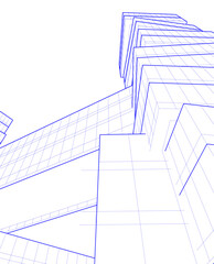 Abstract High-Rise Architecture – Wireframe Urban Skyscrapers