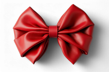 Shiny red silk bow with elegant textured fabric and glossy finish