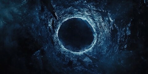 Dark Hole in Icy Cave