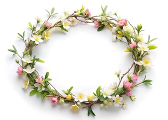 Fototapeta premium spring flower garland isolated on a white background