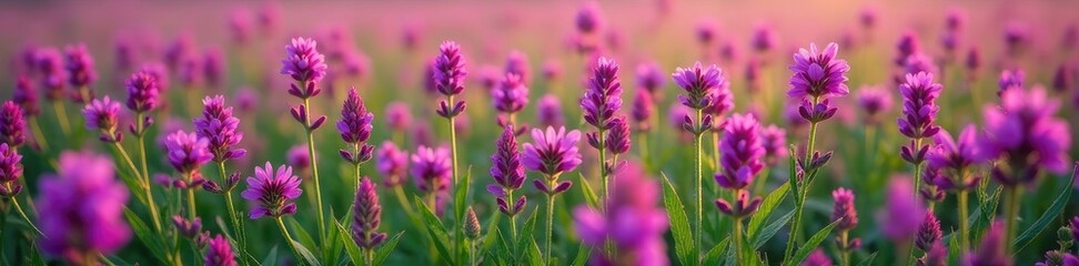 Dense purple prairie verbena flowers blooming in a field, verbena, botanical