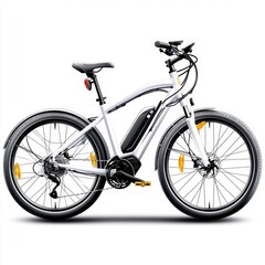 Fototapeta premium White Electric Bicycle Isolated on White Background.