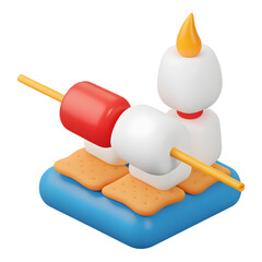 Gen Z lifestyle activity, campfire summer 3d a campfire s mores clipart camping snack 3d illustration