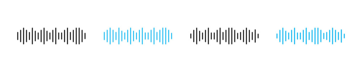 Sound wave vector icons. Sound waves. Abstract music wave, radio signal frequency and digital voice visualisation. Tune equalizer vector. Soundwaves rhythm