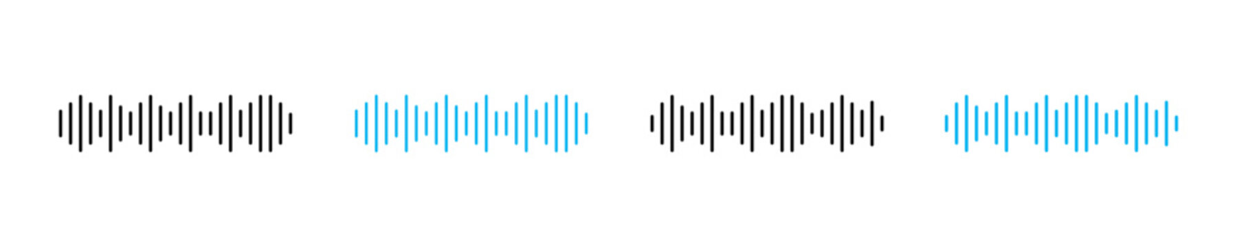 Sound wave vector icons. Sound waves. Abstract music wave, radio signal frequency and digital voice visualisation. Tune equalizer vector. Soundwaves rhythm