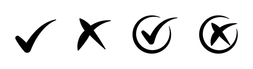 Fototapeta premium Checkmark, cross mark icon set. Checkmark and X mark icons. Check mark icon set. Check mark vector icon.