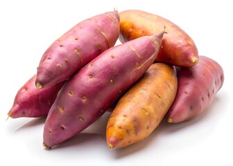 sweet red potatoes isolated on a white background