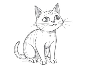 Obraz premium Sitting Cat Sketch Illustration Playful Feline Character Art Isolated