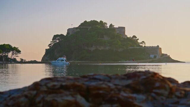 Fort de Bregancon mediterranean sea France Bormes les mimosas at sunset