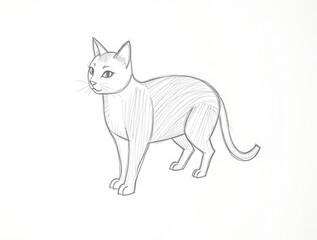 Obraz premium Hand Drawn Cat Sketch on White Background for Creative Projects
