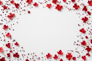 Elegant Canada-Themed Design with Maple Leaves and Stars on White