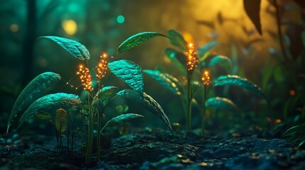 Obraz premium The vibrant environment illustrates the blend of green chemistry and pharmaceutical development surrounded by lush vegetation