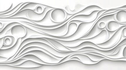 Obraz premium Abstract White Paper Wave Pattern with Layered Circles