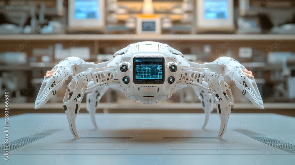 Poster an ai-powered drone displaying advanced technology in a modern workspace