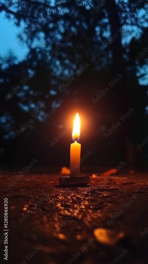 Poster a single candle radiates warmth with its flickering flame, illuminating the surrounding darkness. th