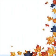 Obraz premium Autumnal Maple Leaves Decorative Border with Vibrant Colors on White Background