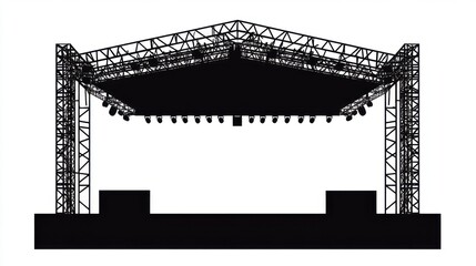 Black Silhouette of A Concert Stage Structure Platform For Performance