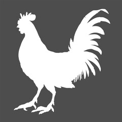 Vector Silhouette Illustration of Rooster