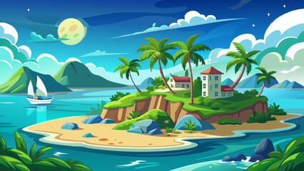 The beautiful Half Moon Bay island in Bahama and Caribbean sea ocean