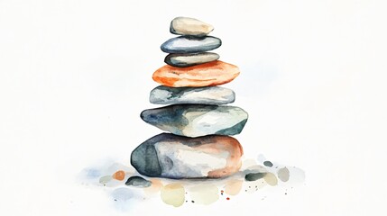 Watercolor Stone Cairn: Symbolism and Meaning